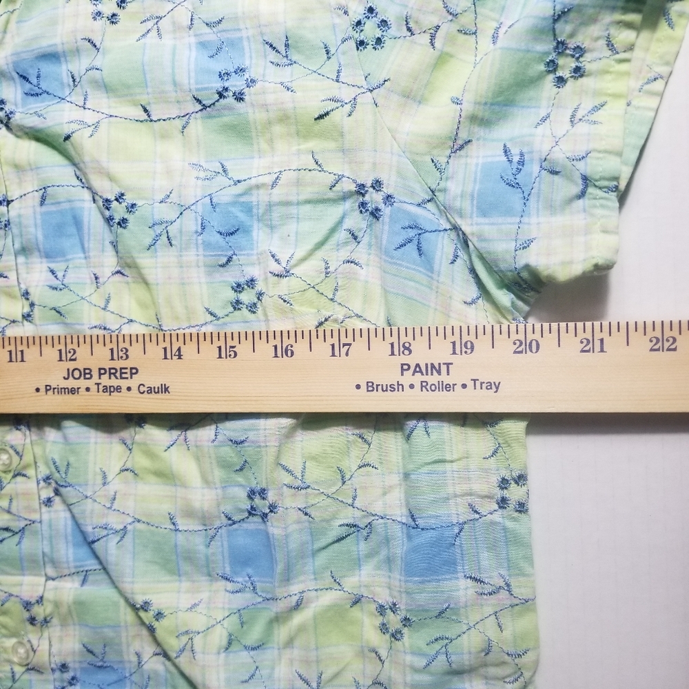CLASSIC ELEMENTS WOMEN'S BUTTON DOWN PLAID PATTERN BLOUSE SIZE LARGE - Picture 7 of 8